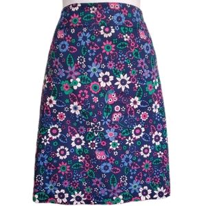 Talbots cotton blue multi color floral canvas casual A-line mini skirt 12